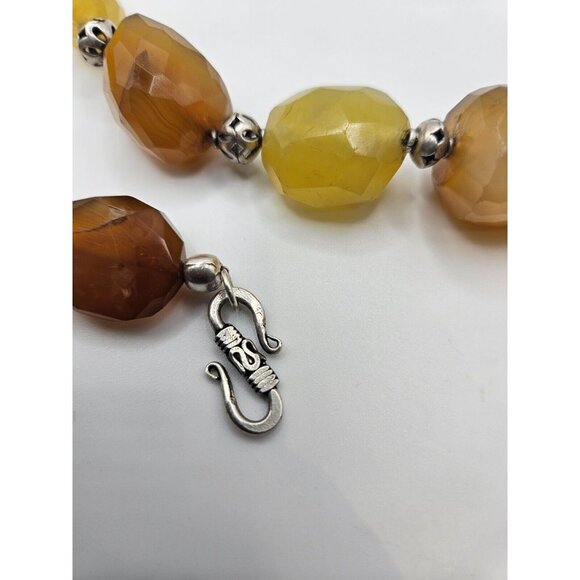 Butterscotch and Lemon Agate Sterling silver Chunky 21" Necklace Excellent Cond - Picture 4 of 6